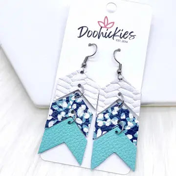 White/Bluebonnet/Teal Mini Arrow Earrings